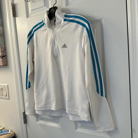 Blue Stripes White Adidas Track Pullover Jacket - Picture 6 of 9